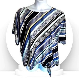 3 for $15 MARC New York Blue & White Satin Blouse With Dolman Sleeves XL